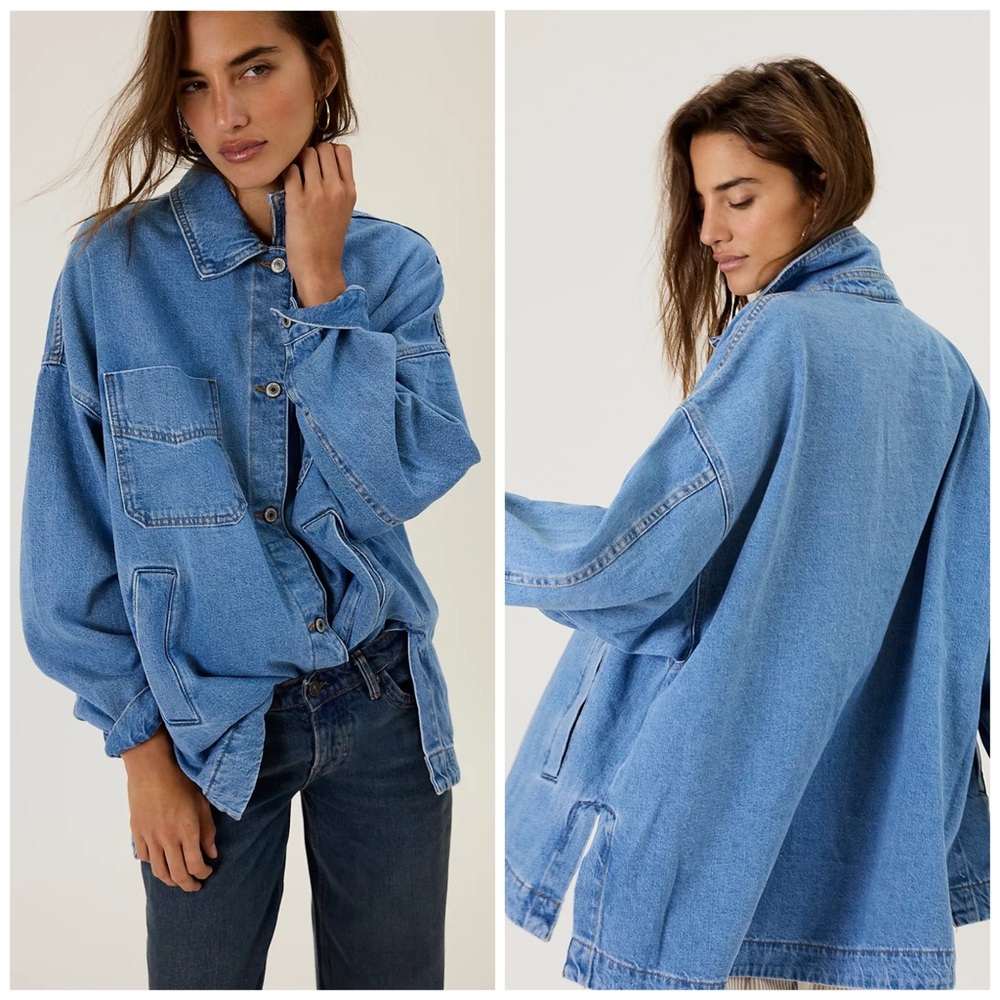Free People We The Free Madison City Denim Chore Jacket Barn Jacket